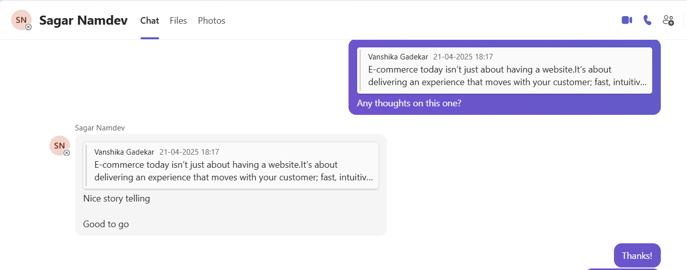 Vanshika Gadekar - Content Portfolio testemonial 2