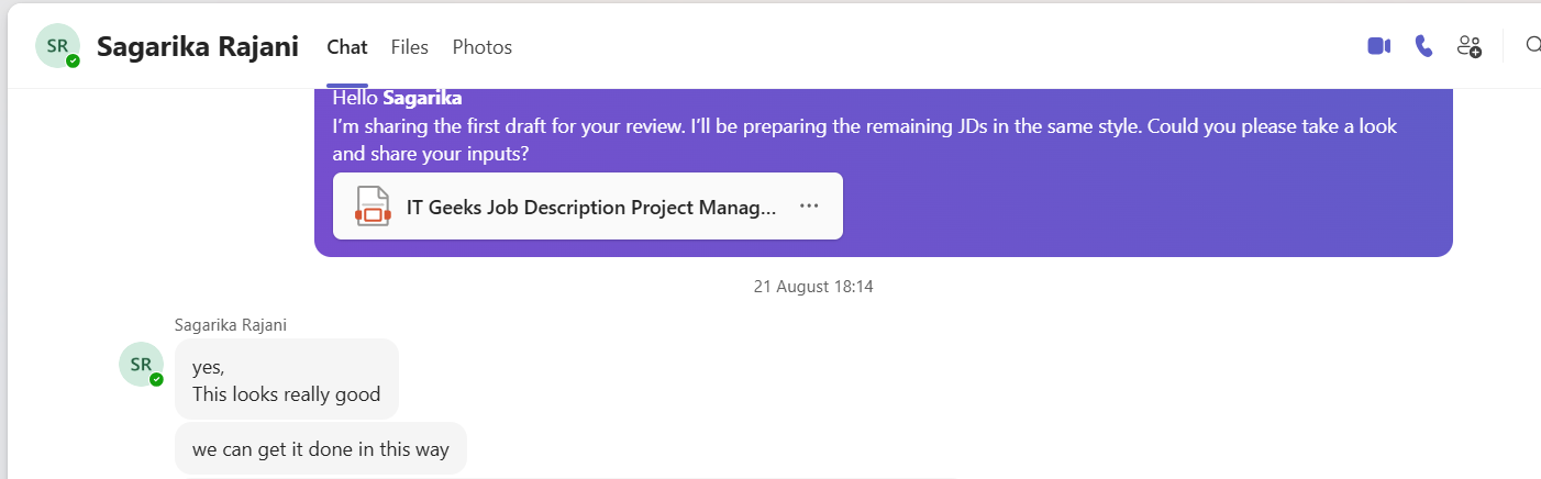 Vanshika Gadekar - Content Portfolio testemonial 3